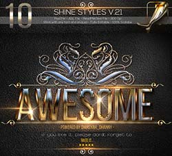 10个金属闪耀的PS图层样式：10 Shine Styles V.21